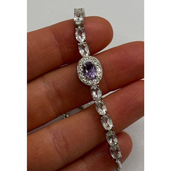 925 STERLING SILVER  MORGANITE & BERYL BRACELET - Picture 1 of 9